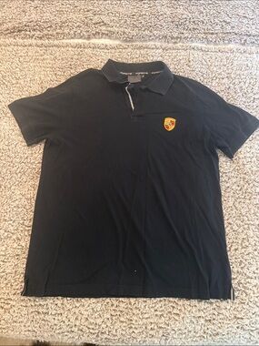 Porsche Design Black Polo with Porsche Crest Patch